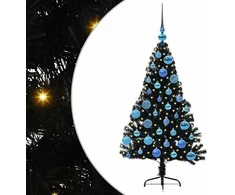 Dirbtinis prieššventinis eglutė su šviesomis Juoda 120 cm PVC
