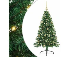 Dirbtinis prieššventinis eglutė su šviesomis Žalia 150 cm PVC