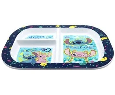 Disney Stitch - Microwave-safe children's plate with compartments from the Stitch &amp; Angel collection (19.5 x 22 cm)