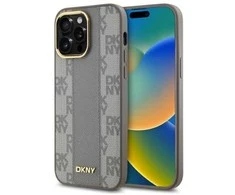 DKNY DKHMP14XPCPVSLE Apple iPhone 14 Pro Max 6.7" dėklas telefonui pilkos spalvos Leather Checkered Mono Pattern MagSafe