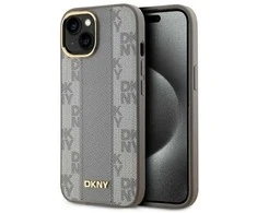 DKNY DKHMP15MPCPVSLE Apple iPhone 15 Plus 6.7" dėklas telefonui pilkos spalvos Leather Checkered Mono Pattern MagSafe