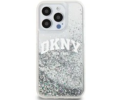 DKNY Liquid Glitter Arch Logo dėklas telefonui Apple iPhone 14 Pro skaidrus