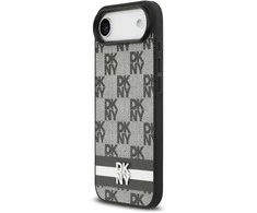 DKNY PU Leather Checkered Pattern and Stripe dėklas skirtas Apple iPhone Air juodos spalvos