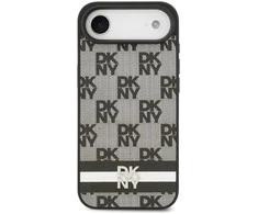 DKNY PU Leather Checkered Pattern and Stripe dėklas skirtas Apple iPhone Air juodos spalvos