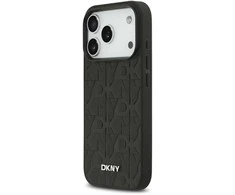 DKNY PU Leather Grid Pattern Magsafe dėklas skirtas Apple iPhone 17 Pro juodos spalvos