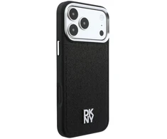 DKNY PU odos dėklas su fiksuotu blizgančiu dirželiu ir Magsafe funkcija, skirtas iPhone 18 Pro Max, juodas