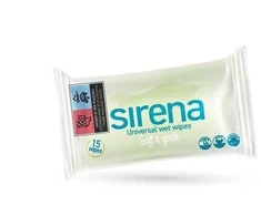 Drėgnosios servetėlės SIRENA, 15 vnt.