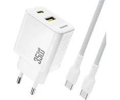 Dudao A27 MaxC 35W laidinis įkroviklis + USB-C kabelis – baltos spalvos