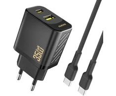 Dudao A27 MaxC 35W laidinis įkroviklis + USB-C kabelis – juodos spalvos
