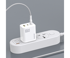 Dudao A29C 65W GaN laidinis įkroviklis + USB-C kabelis – baltos spalvos