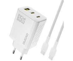 Dudao A29C 65W GaN laidinis įkroviklis + USB-C kabelis – baltos spalvos