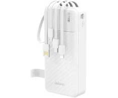 Dudao K11 Pro 20000mAh Powerbank su integruotais kabeliais – baltos spalvos