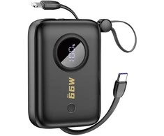 Dudao K14 10000mAh power bank su USB-C / Lightning kabeliais – juodos spalvos