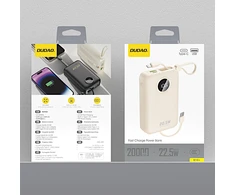 Dudao K14+ Powerbank 20000mAh 22.5W USB-C / USB-A / Built-in Lightning and USB-C Cables - Baltas