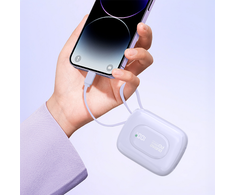 Dudao K32 22.5W 10000 mAh Powerbank with Built-in USB-C/ Lightning Cable - violetinės spalvos