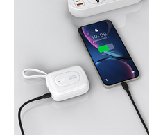 Dudao K32 22.5W 10000 mAh Powerbank with Built-in USB-C/ Lightning Cable – baltos spalvos