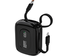Dudao K32 išorinė baterija 22,5 W 10000 mAh su integruotu USB-C / „Lightning“ laidu - juodos spalvos