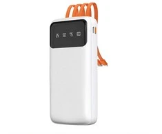 Dudao K6Pro Universal 10000mAh Power Bank su USB kabeliu, USB Type C, Lightning baltos spalvos (K6Pro-baltos spalvos)