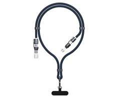 Dudao L20Max 65W 4 viename laidas su dirželiu, USB-C į USB-C su „Lightning“ ir USB-A adapteriai - Mėlyna
