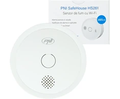 Dūmų jutiklis PNI SafeHouse HS261 su „Wi-Fi“, valdymas per „Tuya Smart“ programėlę, 3V baterijos maitinimas, 85dB, garsinis ir vaizdinis signalas, tylusis aliarmas
