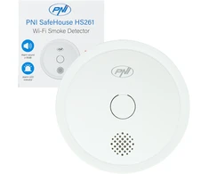 Dūmų jutiklis PNI SafeHouse HS261 su „Wi-Fi“, valdymas per „Tuya Smart“ programėlę, 3V baterijos maitinimas, 85dB, garsinis ir vaizdinis signalas, tylusis aliarmas