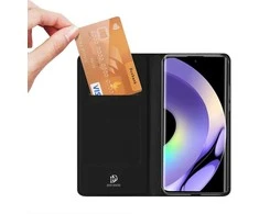 Dux Ducis Skin Pro Realme 10 Pro atverčiamas Card Wallet su stoveliu dėklas telefonui juodos spalvos