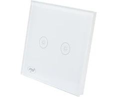 Dvigubas jungiklis su lietimui jautriu valdymu ir šviesos reguliatoriumi PNI SafeHome DIM202, 2X700W, su fazės laidu, be nulio, stiklinis