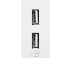 Dvigubas USB lizdas PNI UB20, 5V, 2.4A, modulinis, įmontuojamas, F tipo 1/2, stikliniam rėmeliui RM101W, RM202W