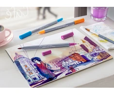 Dvipusiai rašikliai piešimui, akvareliniai, Faber-Castell Gofa Aqua, 12 spalvų