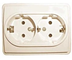 Kištukinis lizdas VILMA STANDARD ST 150, 2 vietų, su įžeminimu, dramblio kaulo spalvos