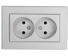 Kištukinis lizdas 2 vietų be įžeminimo RP16-020 XP500 metallic Vilma