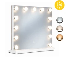 Ecotoys LED makiažo veidrodis 50×40 cm kosmetinis su apšvietimu 3 spalvos 13 lempučių ModernHome
