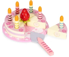 Ecotoys Medinio Velcro torto rinkinys, vaisinės žvakės vaikams, 16 elementų