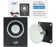 Elektromagnetas durims prilaikyti PNI EM50KG Fail safe, montuojamas ant sienos, 12/24V, laikymo jėga 50 kg