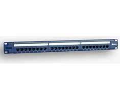EmiterNet Panel 19″, 24xRJ45 UTP cat.5e (1U) with shelf, mėlynas (PoE)
