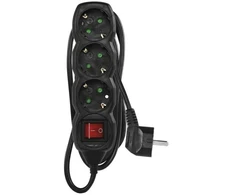 Emos Ilgiklis 3 lizdų 1.5m su įžeminimu, su jungikliu (juodas) 1.5mm²