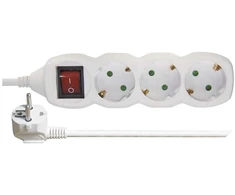 Emos Ilgiklis 3 lizdų 3.0m su įžeminimu, su jungikliu (baltas) 1.5mm²