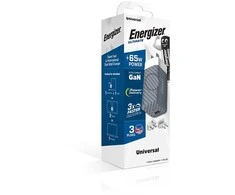 Energizer Ultimate - Multiplug EU / UK / US GaN USB-C &amp; USB-A 65W PD mains įkroviklis sidabro spalvos