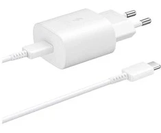 EP-TA800EWE + EP-DA905BWE Samsung 25W kelioninis įkroviklis + USB-C/USB-C Data kabelis baltos spalvos (OOB Bulk)