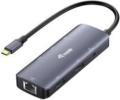 Equip 133501 knyginių kompiuterių dokas / jungčių replikatorius Vielinis USB 3.2 Gen 1 (3.1 Gen 1) Type-C Pilka