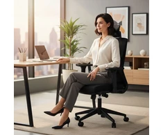 Ergonomiškas pasukamas biuro kėdė, reguliuojamo aukščio, juoda, ModernHome