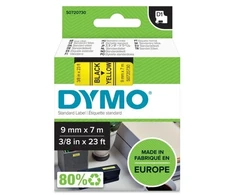 Etikečių juostelė DYMO D1, 9mmx7 m, juoda geltoname fone