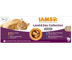 Eukanuba IAMS Senior Meat & žuvis Mix in Jelly box – šlapias pašaras katei – 48x85g