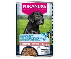 EUKANUBA Life Care Senior Rich in trout with sweet potatoes – drėgnas ėdalas šunims – 400g