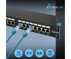 „Extralink“ CAT6A STP komutacinis skydelis, 24 prievadai