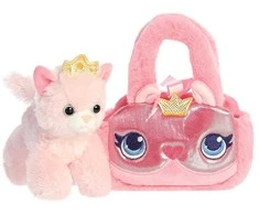 AURORA FANCY PALS Pliušinis žaislas - kačiukas rožiniame krepšyje, 20 cm