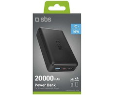 SBS Powerbank Puro Fast 20000 mAh 2x USB-A + 1x USB-C – juodos spalvos
