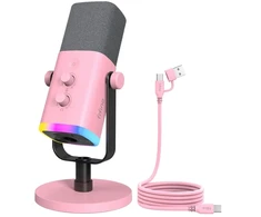 FIFINE AmpliGame AM8P laidinis mikrofonas su RGB apšvietimu USB/XLR