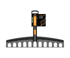 Pro FISKARS UNIVERSALUS SODO GRĖBLYS LAPAMS IR DIRVOS LYGINIMUI, PLASTIKINĖ GALVUTĖ ONECLICK SISTEMAI