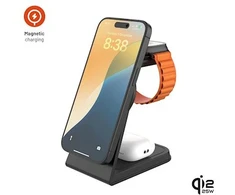 FIXED MagPowerstation Alu 3 Qi2.2 3-in1 stand, juodos spalvos